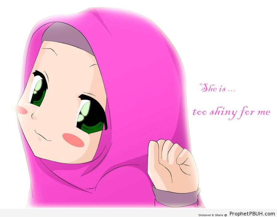 Cute Muslim Little Girl With Pink Cheeks - Drawings 