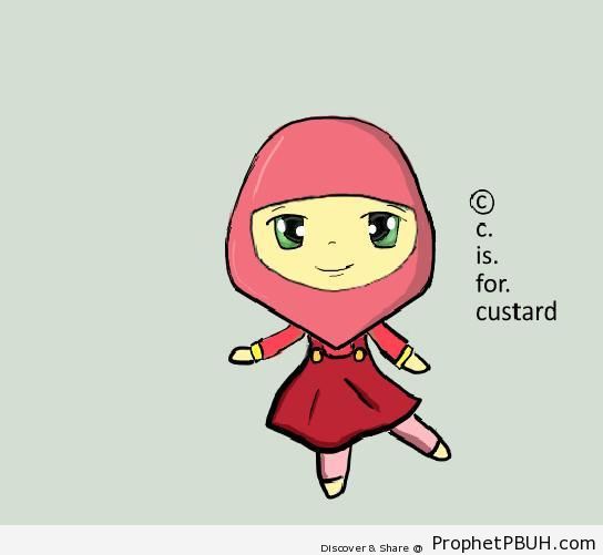 Cute Muslimah Little Girl in Hijab - Chibi Drawings (Cute Muslim Characters)