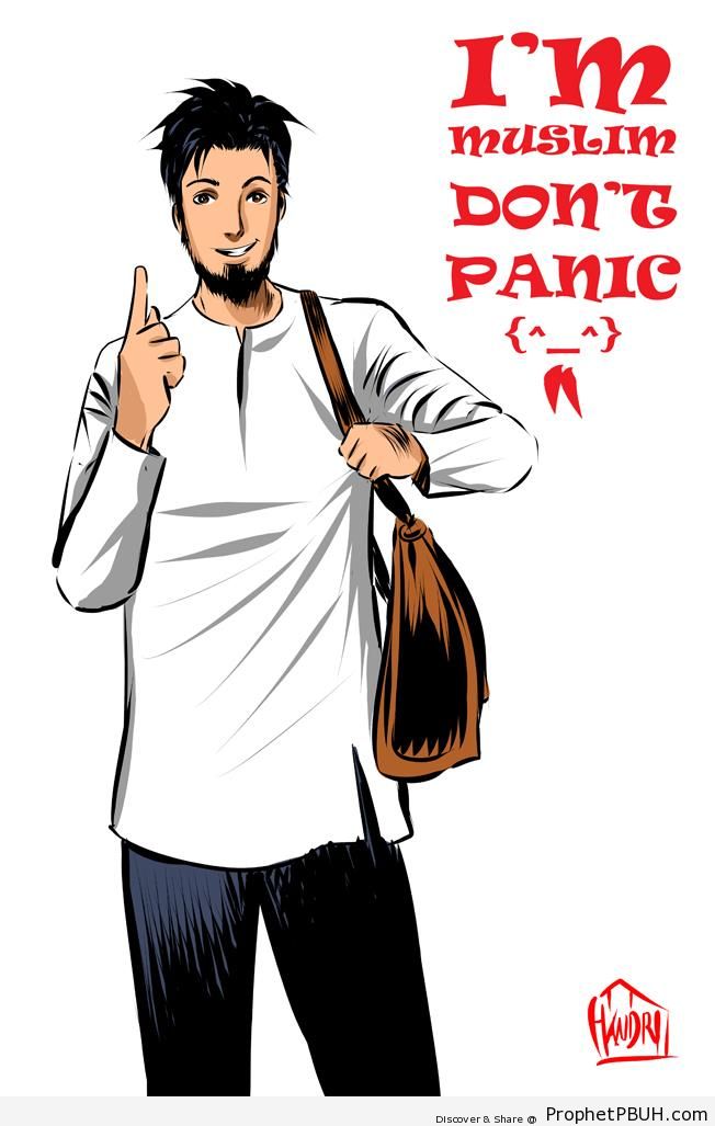 Don-t Panic (Poster With Anime Muslim Man Drawing) - -Don't Panic I'm Muslim- Posters 