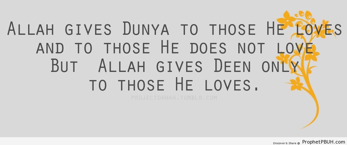 Dunya and Deen - Islamic Quotes About Dunya (Worldly Life) 