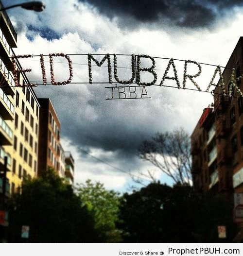 Eid Mubarak Above Street at Jackson Heights, New York - Eid Mubarak Greeting Cards, Graphics, and Wallpapers