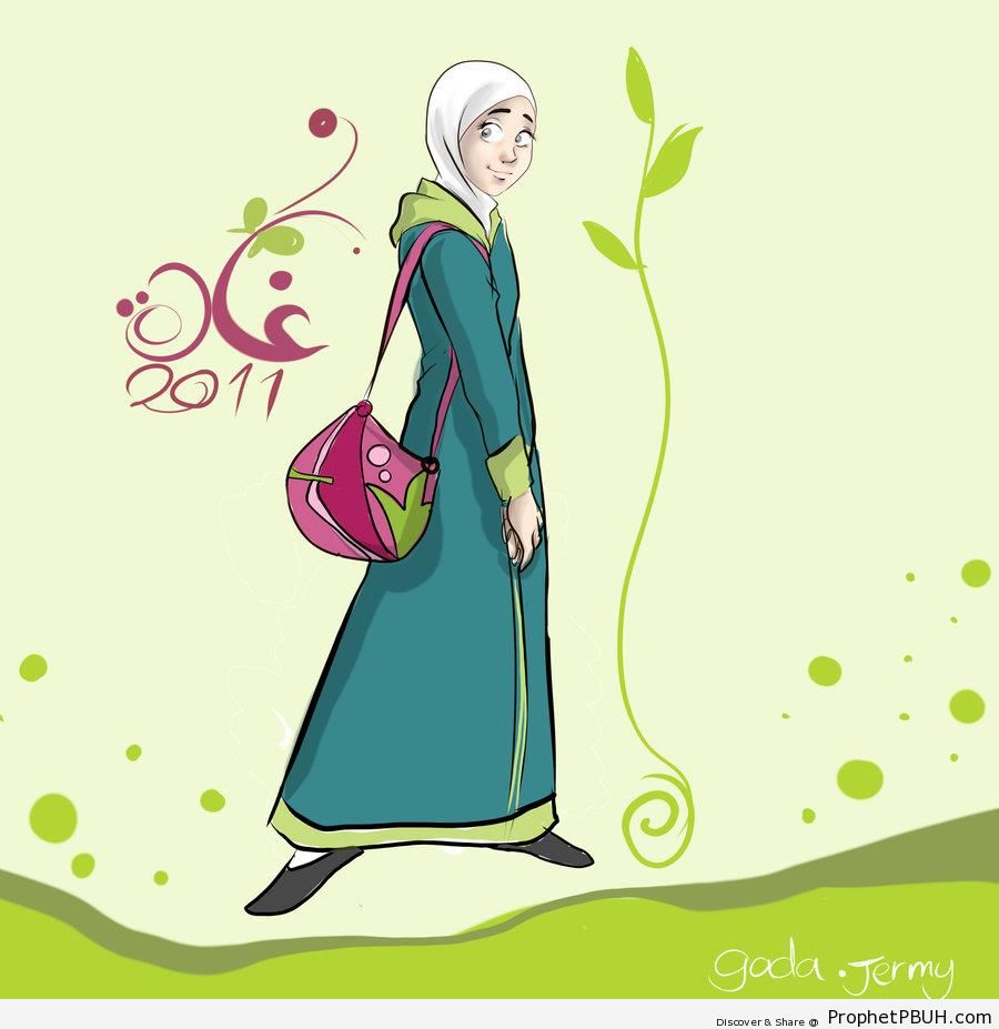 Elegant Muslim Costume - Drawings 