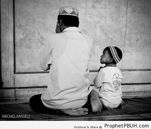 Father and son - Islamic Black and White Photos