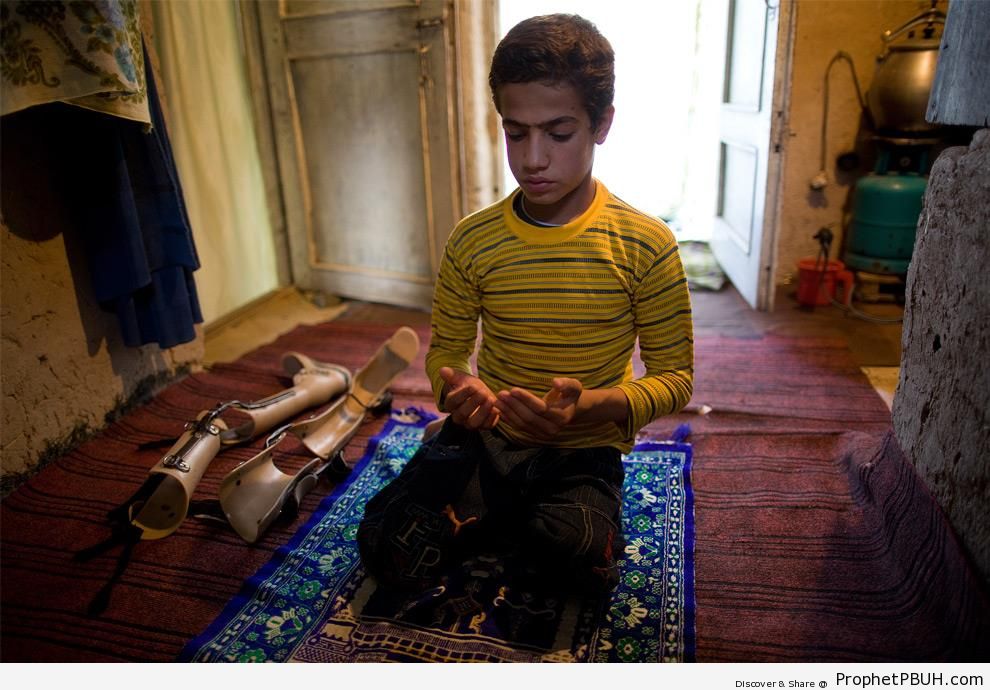 Fawad Rahmani, 11, Praying at Home (Kabul, Afghanistan) - Photos -