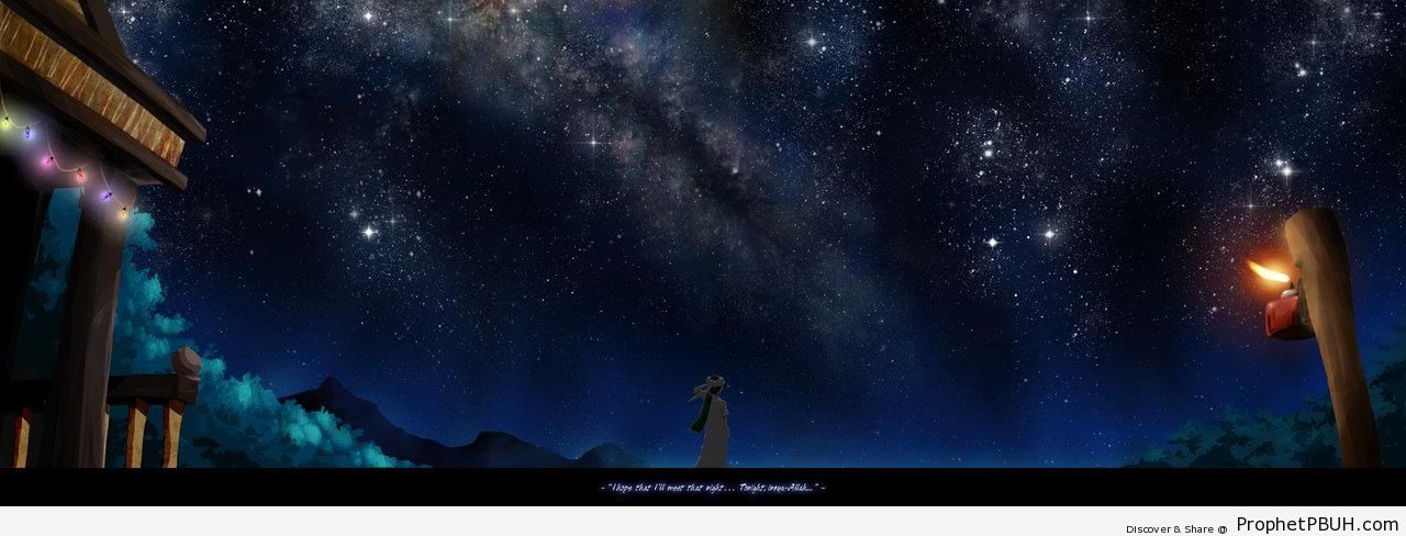 Finding Lailatul Qadr Sky (Anime-Style Drawing) - Islamic Posters