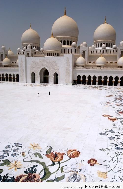 Floral Ornamentation at Grand Mosque Courtyard in Abu Dhabi, The UAE - Abu Dhabi, United Arab Emirates