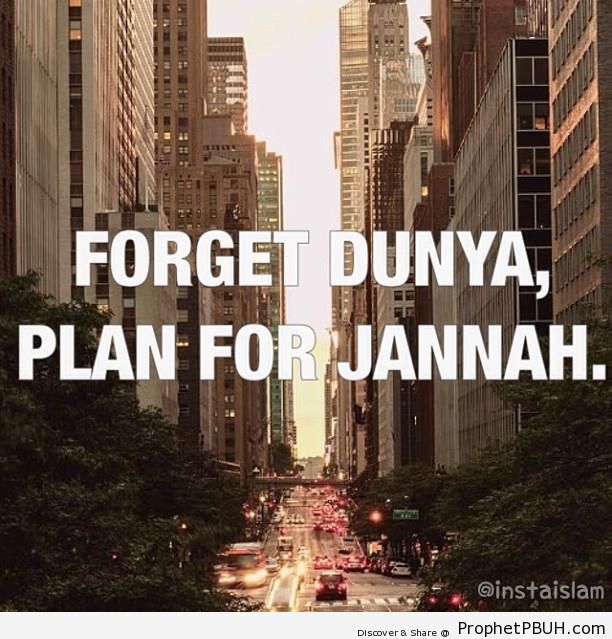 Forget Dunya, plan for Jannah - Islamic Posters