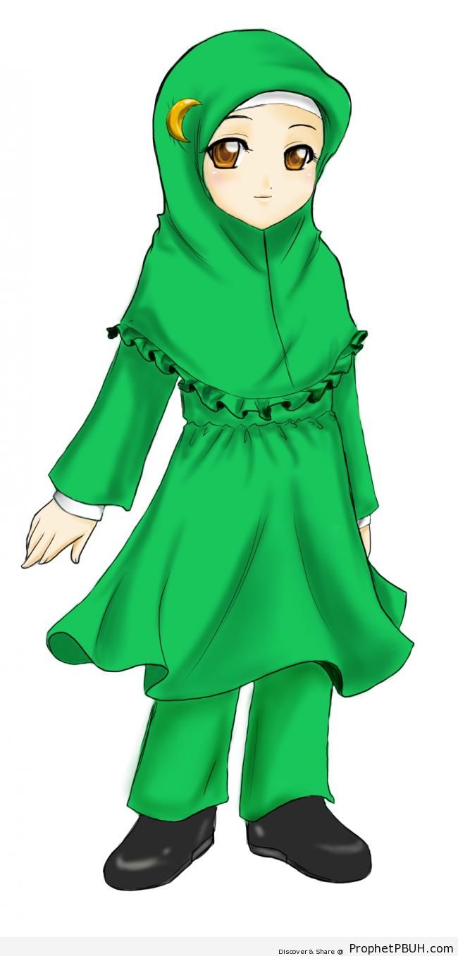 Girl in Green Hijab - Drawings