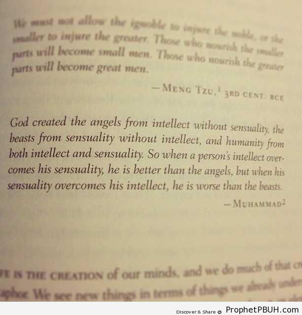 God created the angels from intellect& - Hadith