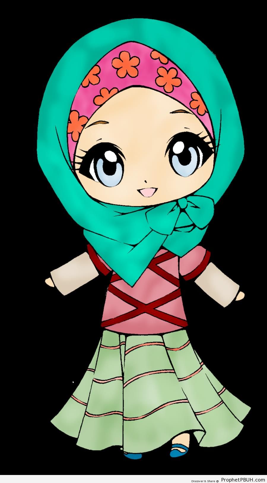 Happy Chibi Hijabi - Chibi Drawings (Cute Muslim Characters) 