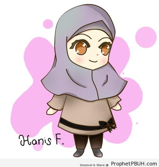 Happy Chibi Muslim Girl - Chibi Drawings (Cute Muslim Characters)