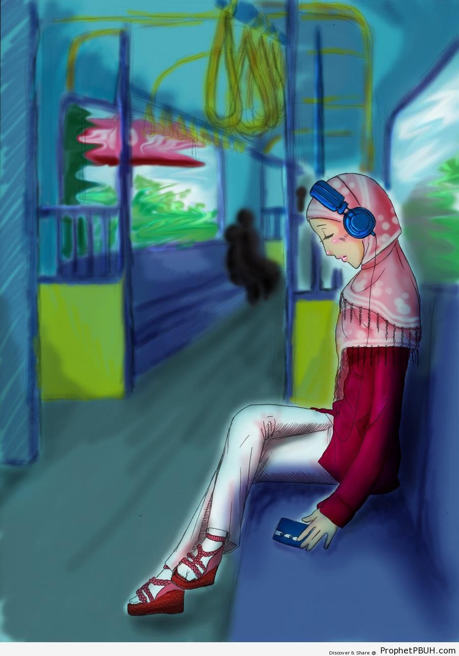 Headphones on Subway Ride - Drawings 