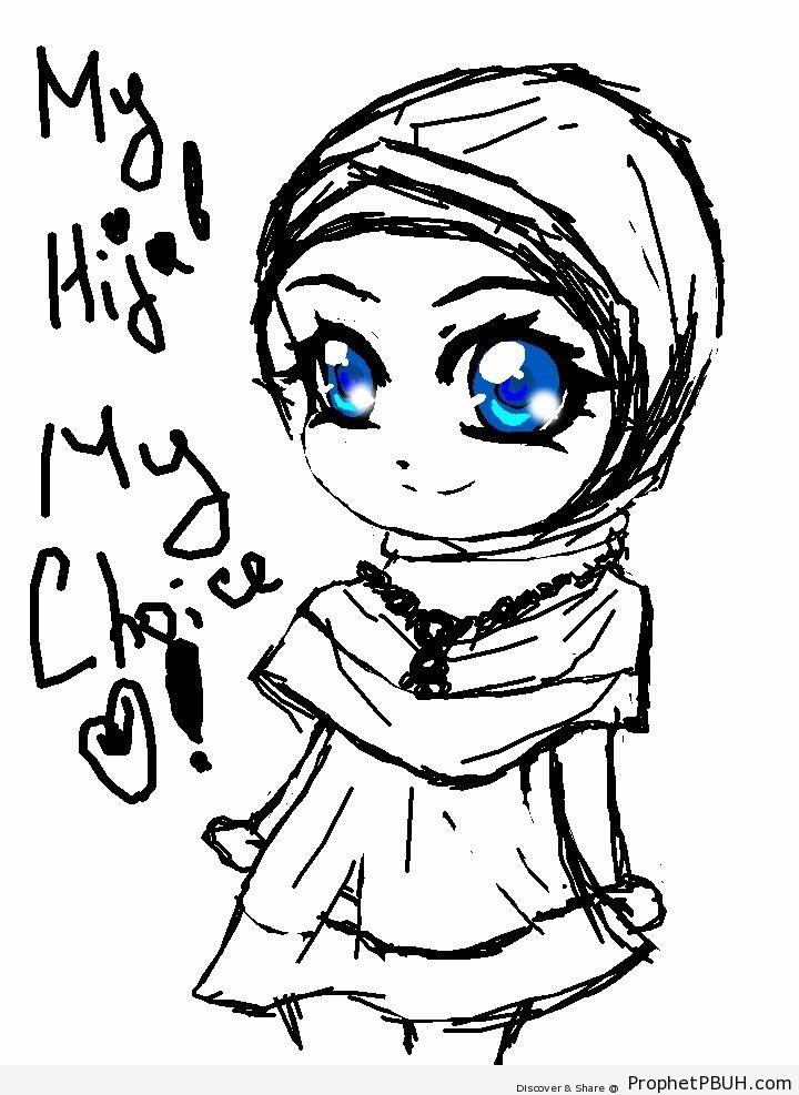 Hijab Poster With Cute Muslim Woman Drawing - Drawings