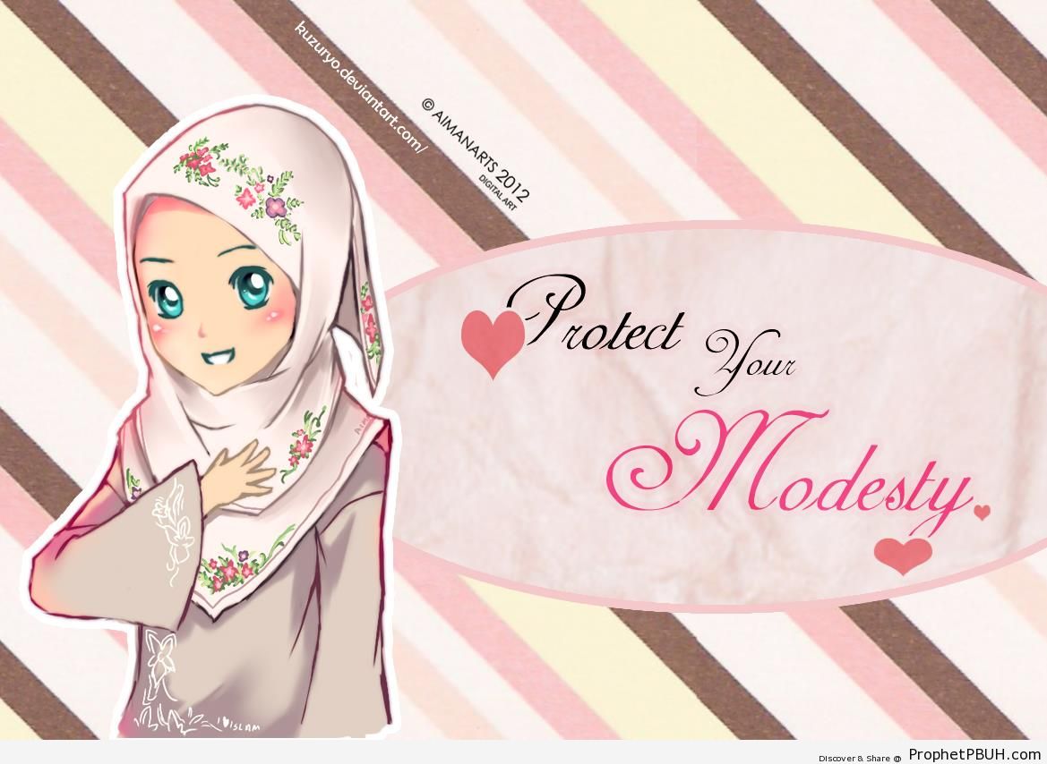 Hijab Poster With Cute Muslimah Drawing - Drawings 