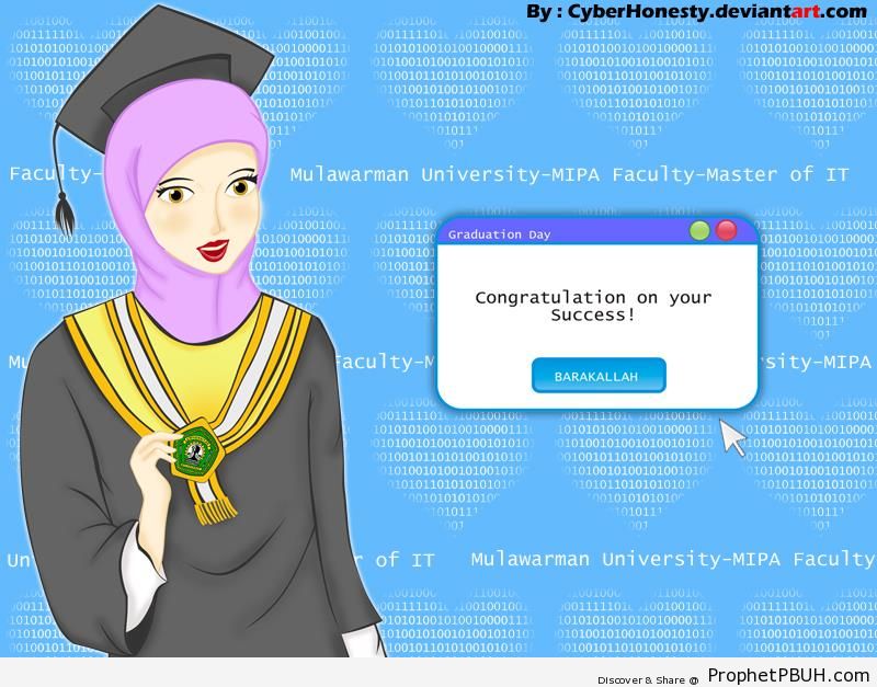 Hijabi Student on Graduation Day - Drawings 