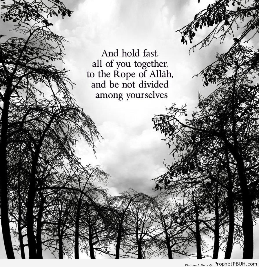 Hold Fast to the Rope of Allah (Surat Al -Imran, 3-103) - Islamic Black and White Photos 