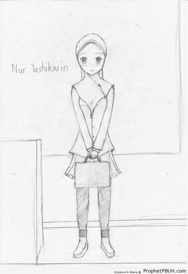 Japan Muslim Schoolgirl Drawing - Drawings