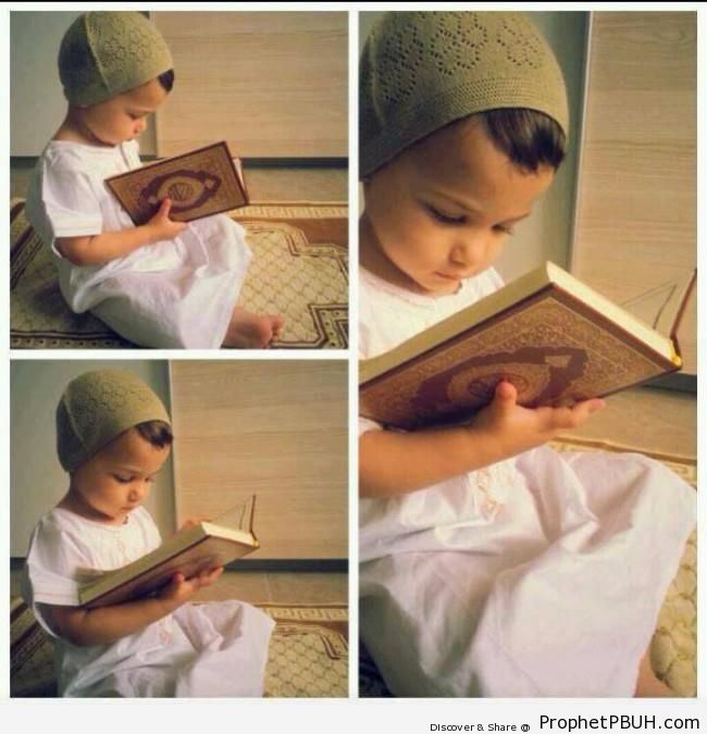 Little Boy With Book of Quran - Photos