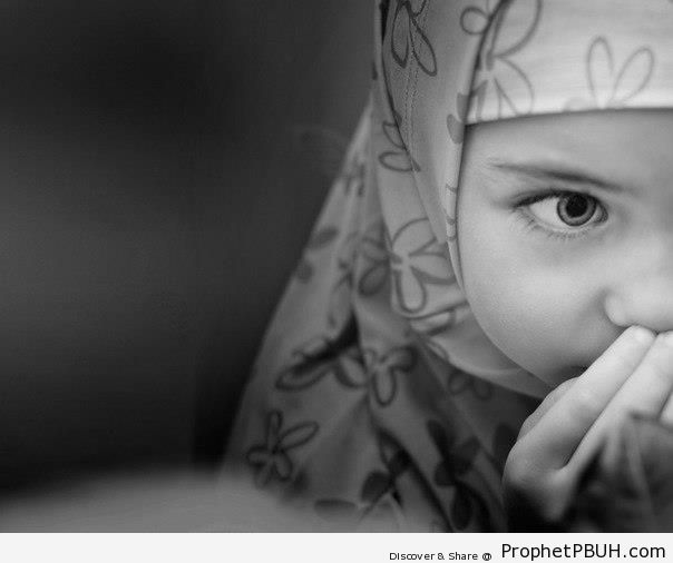Little Girl in Hijab - Islamic Black and White Photos