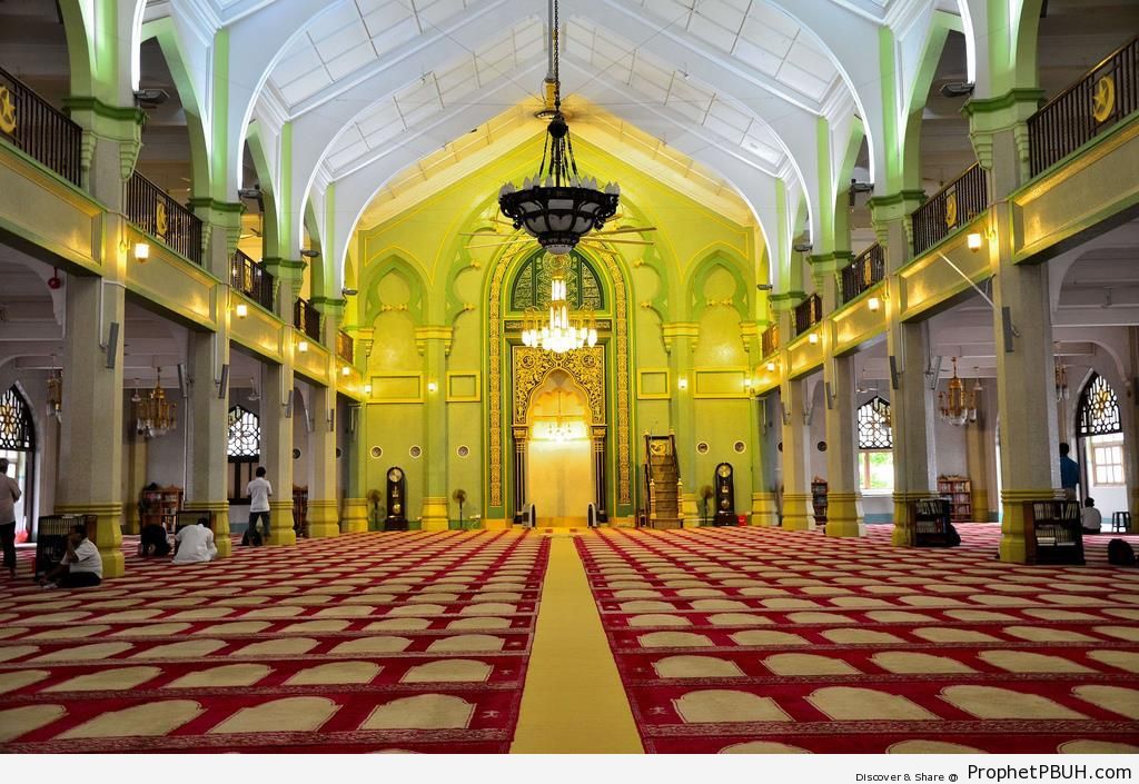 Main Prayer Hall at Sultan Mosque in Kampong Glam, Singapore - Islamic Architecture -Picture