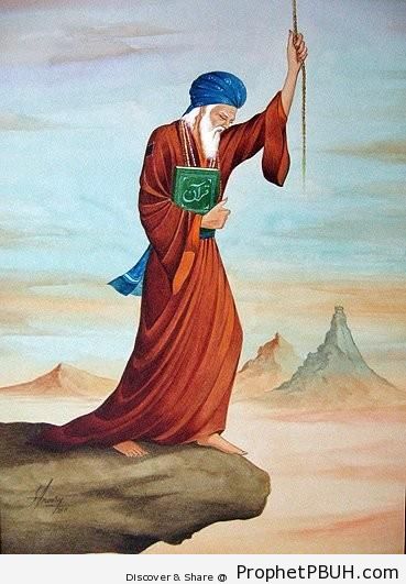 Man Clutches Book of Quran and Holds on To the Rope of Allah (Islamic Conceptual Art) - Artist- S. A. Noory