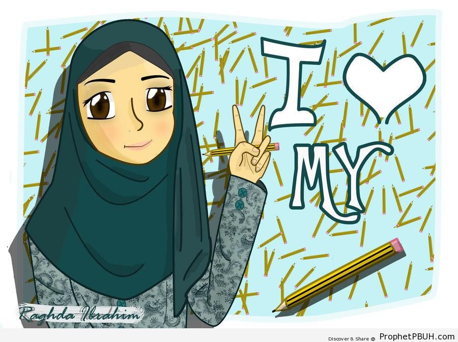 Manga-Style Muslimah Drawing - Drawings
