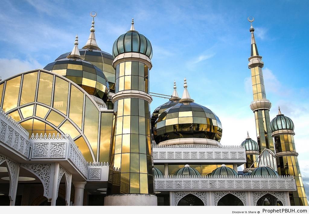 Minarets and Domes of the Crystal Mosque (Masjid Kristal) in Kuala Terengganu, Malaysia - Islamic Architecture -Picture