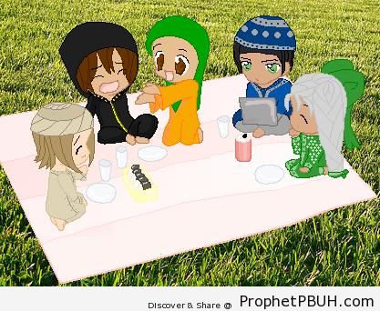 Muslim Children on a Picnic - Drawings