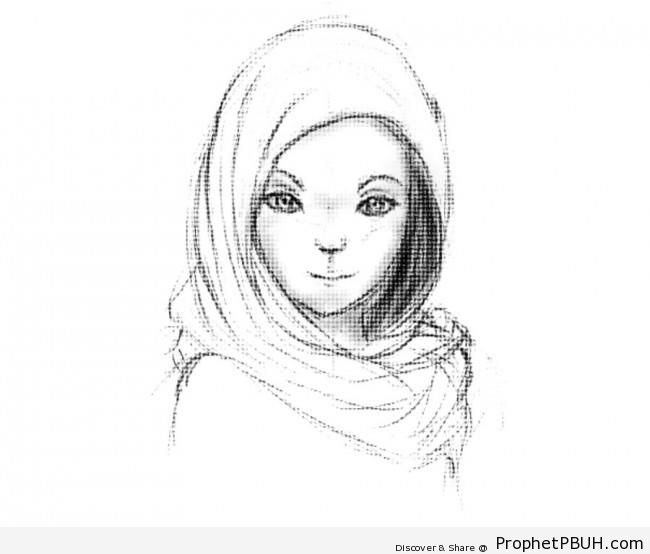 Muslim Girl Drawing - Drawings -003