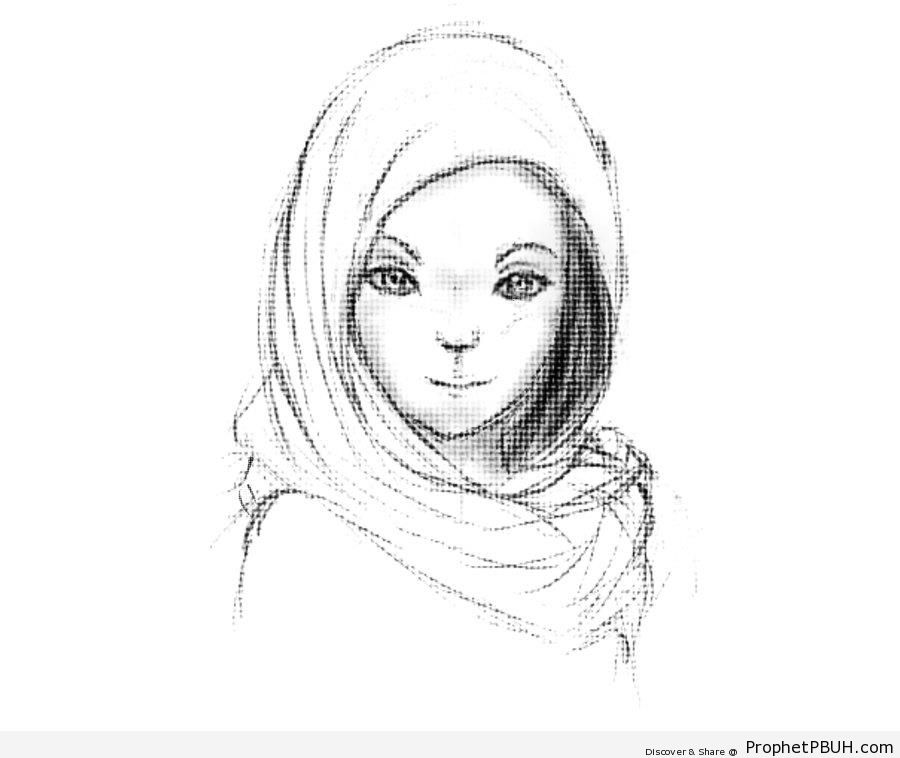 Muslim Girl Drawing - Drawings -004