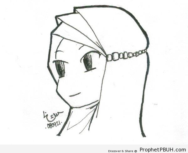 Muslim Girl Sketch - Drawings