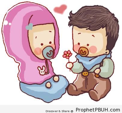 Muslim Infant Boy and Girl - Drawings