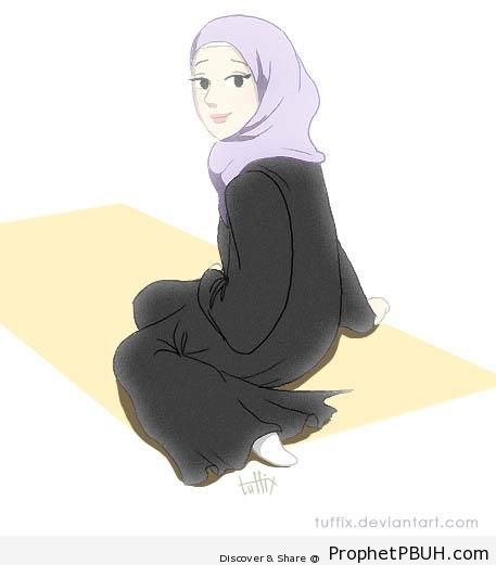 Muslim Lady on Prayer Mat - Drawings