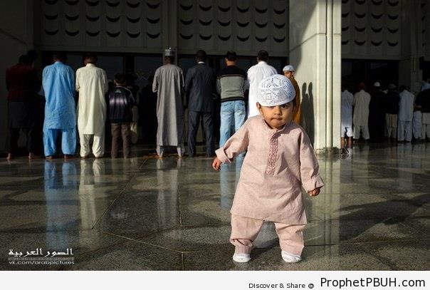Muslim Little Boy at the Mosque - Islamic Architecture