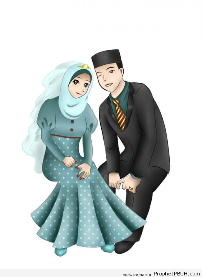 Muslim Newly Wed Couple (Manga & Anime Style Drawing) - Drawings