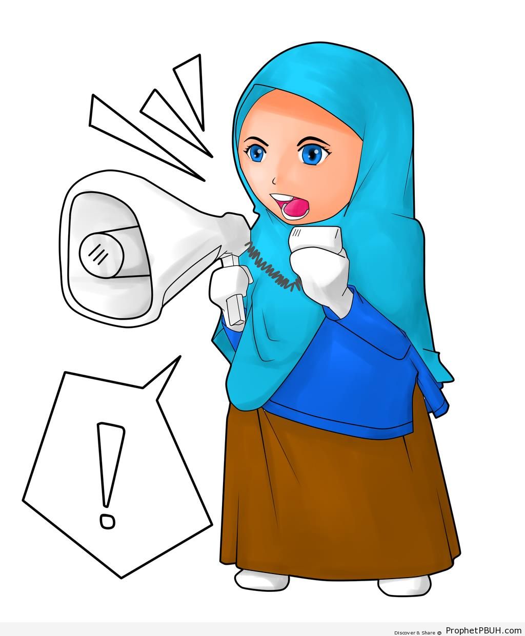 Muslim Woman Speaking Through Loudspeaker (Drawing) - Drawings 