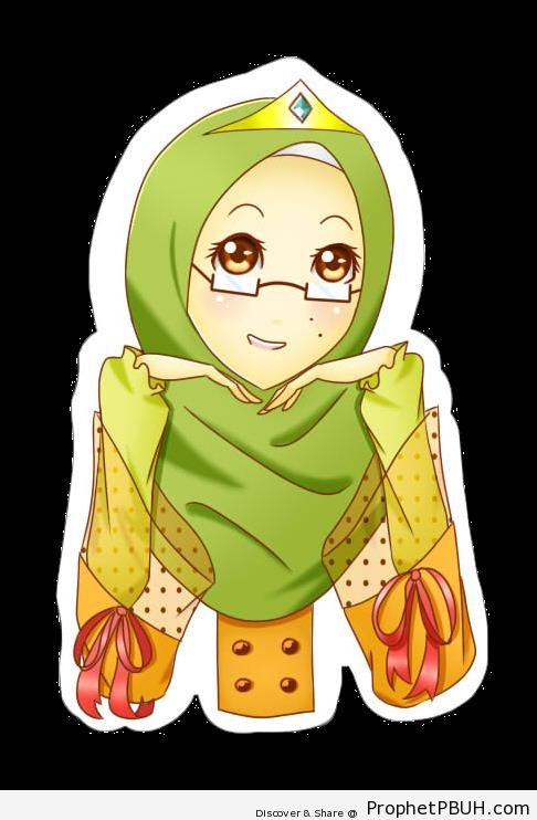 Muslim Woman in Glasses (Anime & Manga Style) - Drawings