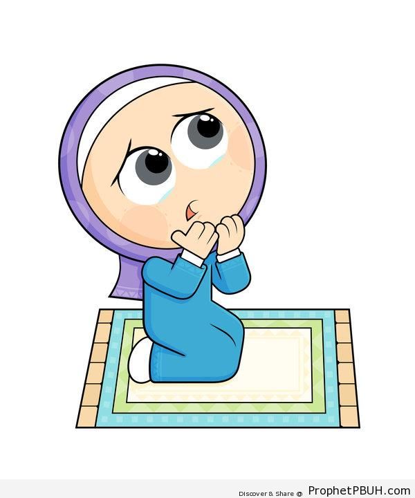 Muslima in Dua (Illustration) - Chibi Drawings (Cute Muslim Characters)