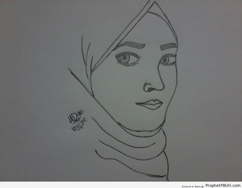 Muslimah Pencil Drawing - Drawings 