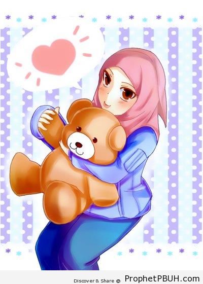 Muslimah and Her Teddy Bear - Drawings