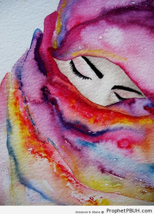 Muslimah in Colorful Niqab - Drawings