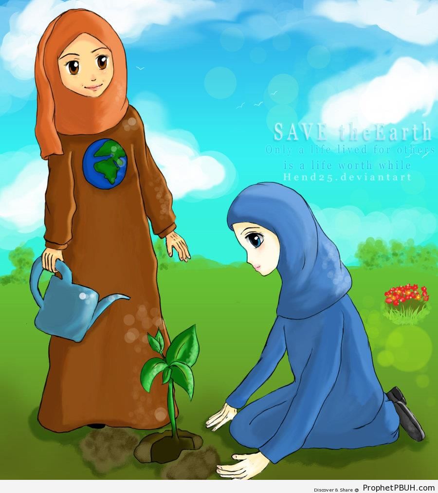 Muslimahs Saving the Earth (Manga Drawing) - Drawings 