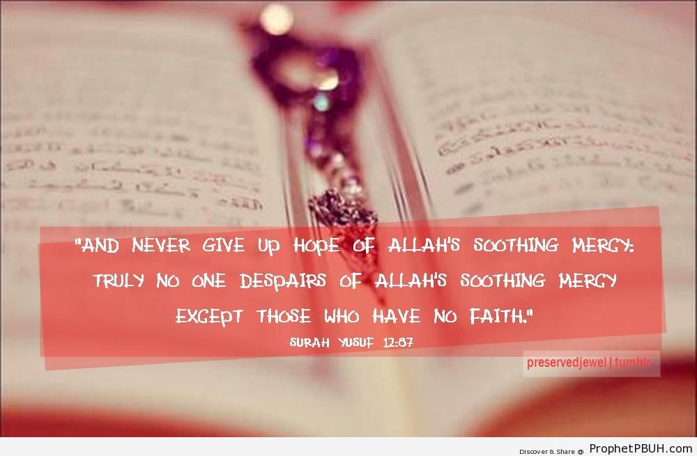 Never Give Up Hope (Quran 12-87 - Surat Yusuf) - Islamic Quotes About Despair 