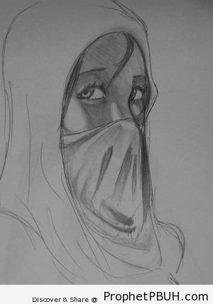 Niqab Drawing - Drawings
