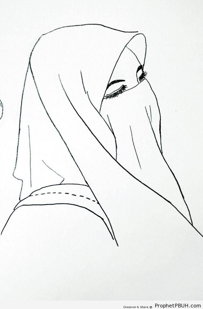 Niqab Line Drawing - Drawings
