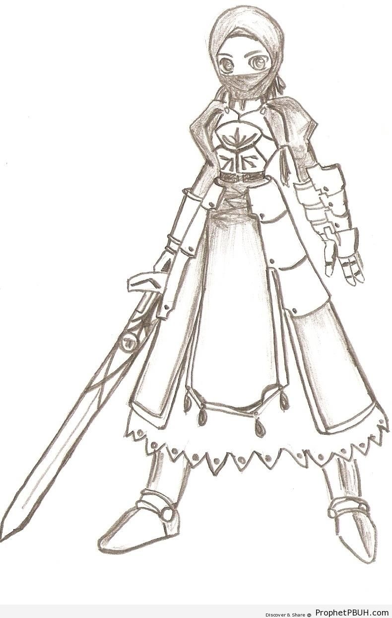 Niqabi Manga Swordswoman - Drawings 