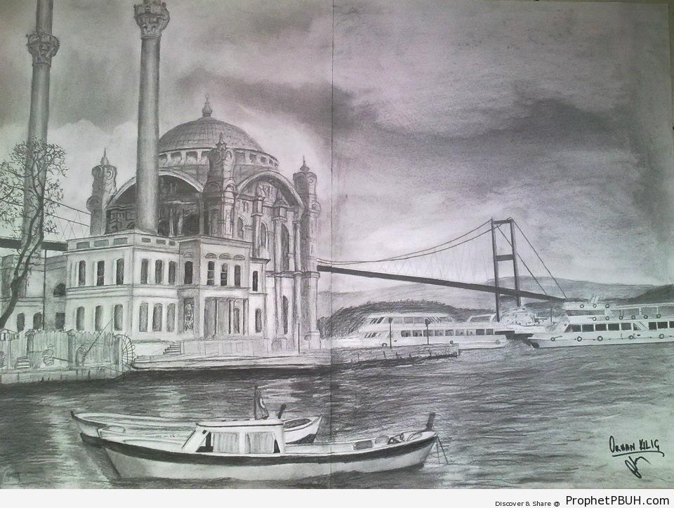OrtakÃ¶y Mosque in Istanbul, Turkey - Drawings 