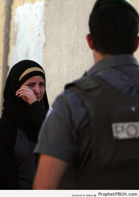 Palestinian Girl Cries After Being Denied Entrance to the Al-Aqsa Mosque by Isaeli Police - Al-Quds (Jerusalem), Palestine