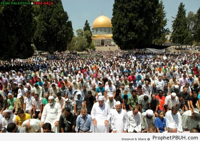 Palestinians Praying on the Third Friday on Ramadan 2012 - Al-Quds (Jerusalem), Palestine -002
