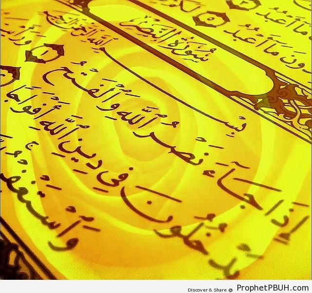 Photo of Surat an-Nasr with a rose in the background - Photos
